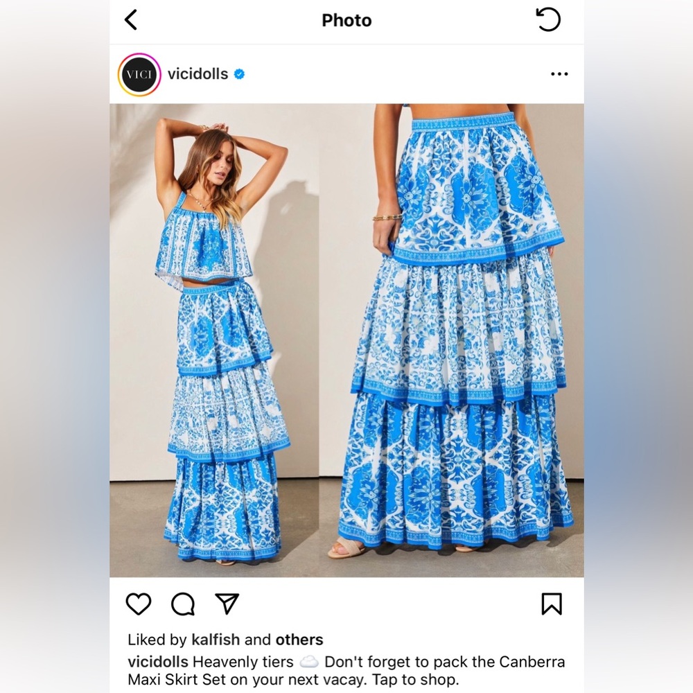 Vici Blue and White Maxi Skirt